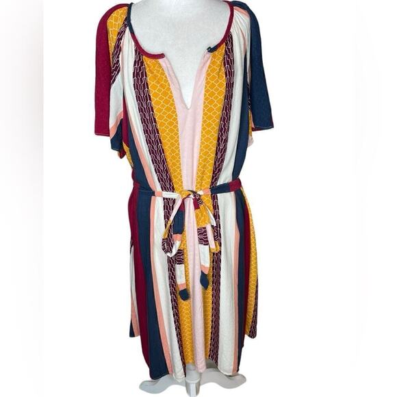 Lane Bryant Ruffle-Sleeve Fit & Flare Dress - Stripe size 24 knee length - Picture 2 of 14